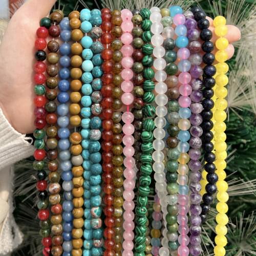 45styles Natural Stone Aventurine & Lava & Dragon Veins Cracked Agates Round Loose Beads For Jewelry Making DIY Bracelets 4-12MM