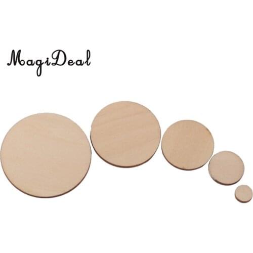 MagiDeal 3mm Thick DIY Round Wooden Embellishments for Cardmaking Crafts Unfinished 10-50 mm Home Decor Gift Accessories
