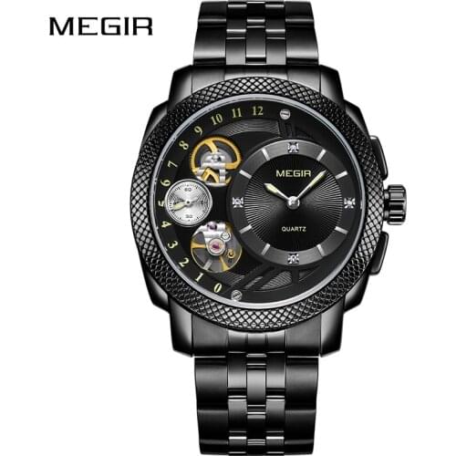 MEGIR Business Watch Men Luxury Brand Stainless-Steel Quartz Watches Military Wristwatches Male New Hour Clock Relogio Masculino