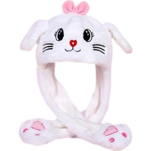 Fashion Moving Hat Rabbit Ears Plush Sweet Cute Airbag Cap Funny Hat Birthday Gift Bunny Plush Cap