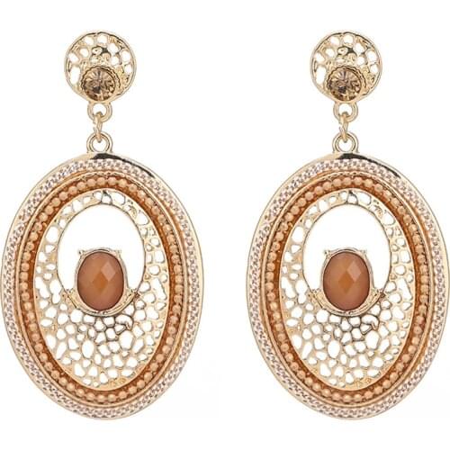 Fashion Hollow Out Acrylic Beads High Quality Dangle Earring for Women