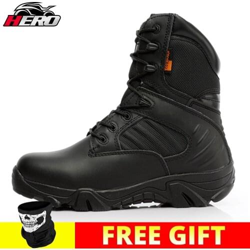 Motorcycle Boots High Ankle Racing Moto Boots Men Military Boots Quality Special Force Tactical Desert Combat Army Work Boots