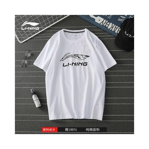 Li-Ning Men T Shirt Streetwear Tshirt Round neck T shirt Summer Short Sleeve T-Shirt Cotton Tops Tees Oversize Ahsr587