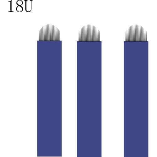Nano Blue 0.20mm 18U Shape 500PCs Microblading Eyebrow Blades Shading Needles Tattoo Curved Manual 18U Pin