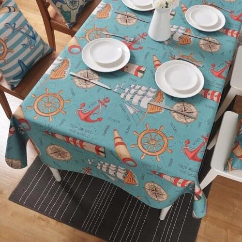 Ocean Mediterranean Graphics Thick Iinen Restaurant Cafe Tablecloths Can Be Customized Home Decoration Art Cloth Cover