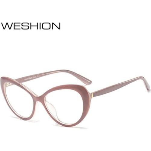 Cat Eye Glasses Frame For Women Prescription Optical Anti Blue Light Computer Clear Eyeglasses Myopia Hyperopia Reflective UV400