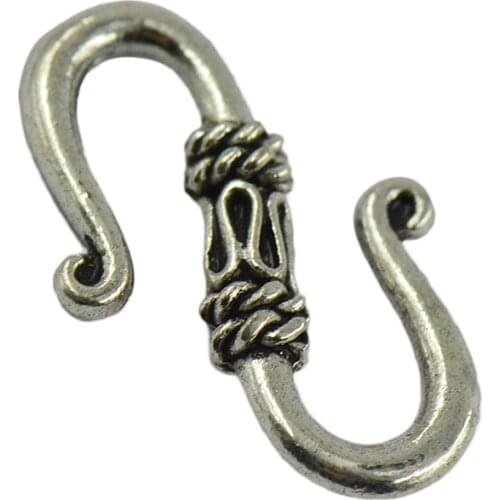 Wholesale 50pcs Tibetan Silver S Hook Clasp Connector DIY Necklace Clasp