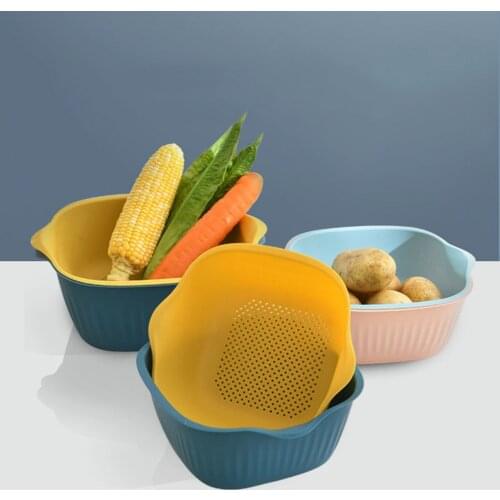 Vegetables Drying Basket Storage Box Detachable Camping Kitchen Washing Basket Strainer Portable Tableware Capacity 2-Layer Box