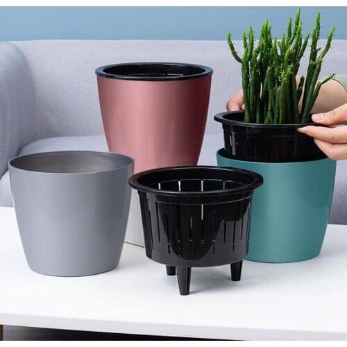 Double Wall Water Absorption Flower Pot Planter Home Storage Bucket Container