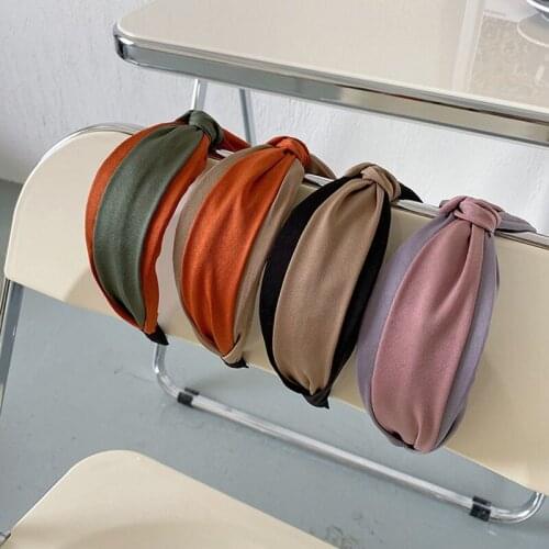 Fabric knotted color matching headband fashion hair accessories womens simple contrast color wide-brimmed hairband hair bands