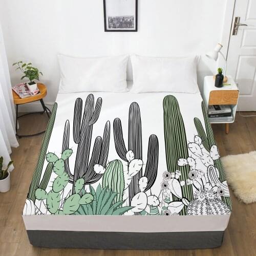 Elastic fitted sheet bed sheet With An Elastic Band 150/180/200/160*200 Mattress Cover Double Bed cover Nordic Multicolor cactus