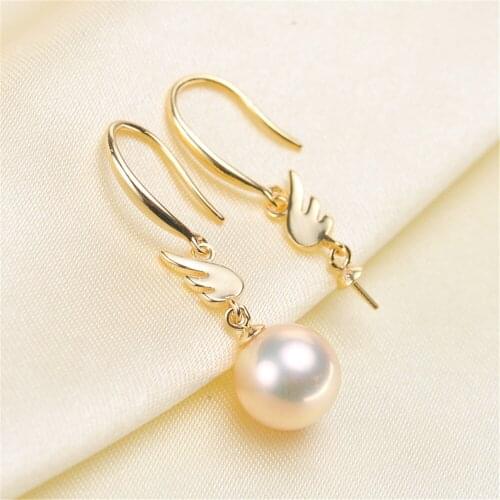 925 Silver Pearl Beads Stud Earrings Setting Base Diy Jewelry Making Findings&Components