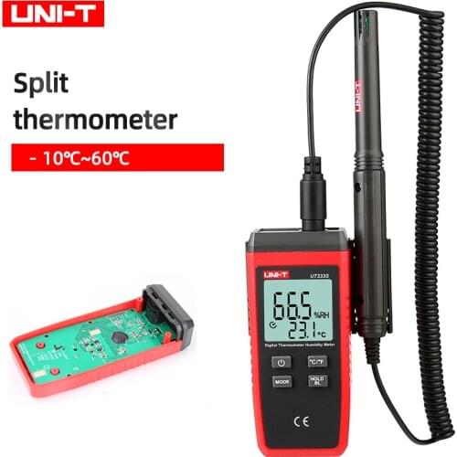 UNI-T UT333S split thermometer and hygrometer can detect the temperature value of -10~60°C in various environments LCD screen