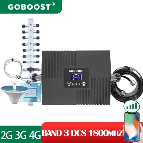 GOBOOST BAND3 Amplifier DCS 1800MHz 4G 65DB Cellular Signal Booster Network Repeater Display Mobile Phone Antenna a Set for Home