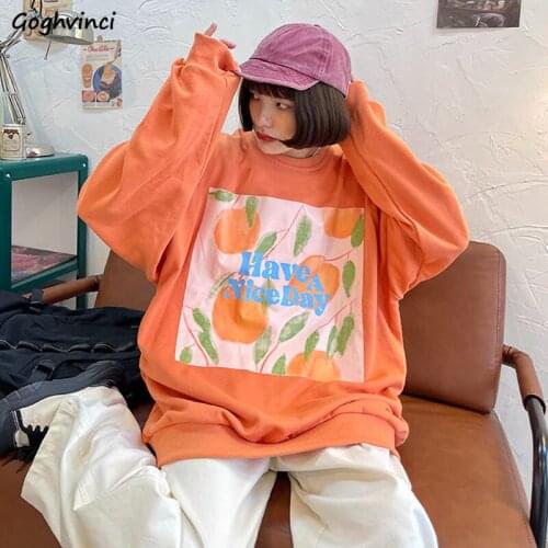 Spring O-neck Hoodies Women Printed Fresh Couple Oversize Classic Sweatshirts Long Sleeve Stylish Design Harajuku Streetwear New