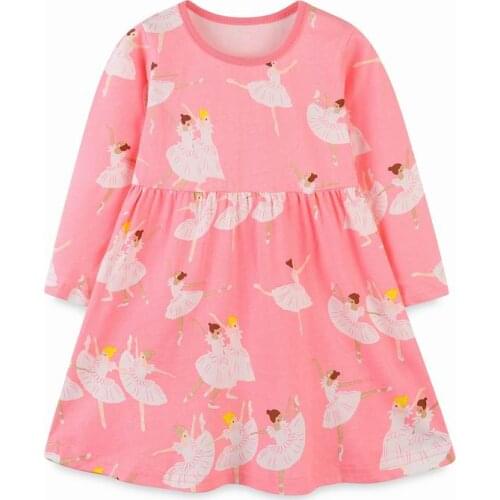 AOSTA BETTY Autumn Winter Skirt Long Sleeve Dance Girls Pattern Clothes Round neck Children Pink Casual Dresses 2-7years