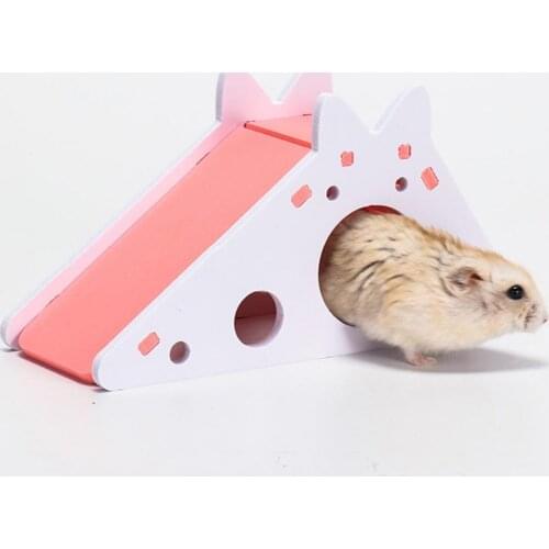 Funny Attractive Hamster House Assembled DIY Smooth Surface Wood Hamster Slider House Toy for Pet Hamsters Play Accessories