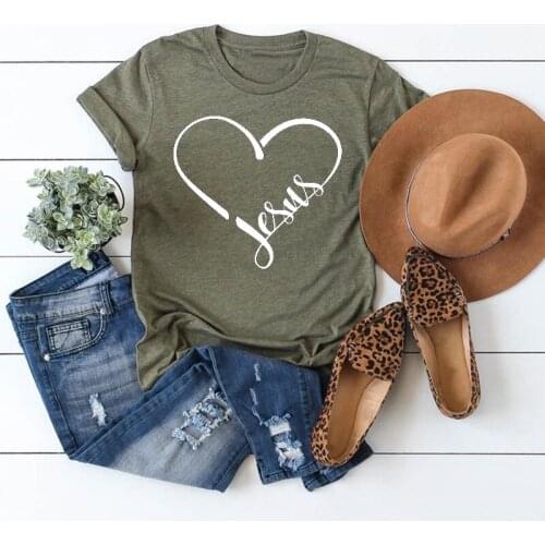 2021 Summer Jesus Shirts Church Shirts Religious Tops Love T-Shirt Women Top Printed T Shirts O-neck Short Sleeve Graphic Tees