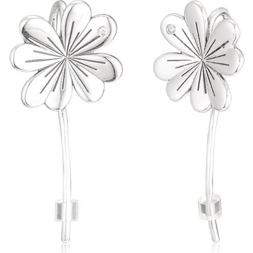CKK Silver 925 Jewelry Lucky Four-Leaf Clovers Hanging Studs Earrings For Women Sterling Silver Original Earring