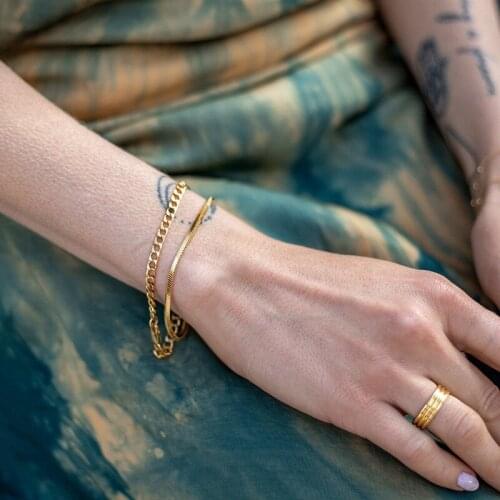 100% Stainless Steel Women Square Snake Chain Bracelet Metal Link Bracelet Stacking Minimalism Jewelry Wholesale Never Fade