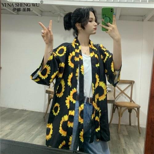 Women Men Kimono Cardigan Harajuku Printed Open Front Holiday Loose Casual Thin Blouse Couple Tops Beachwear Cover Ups 2020