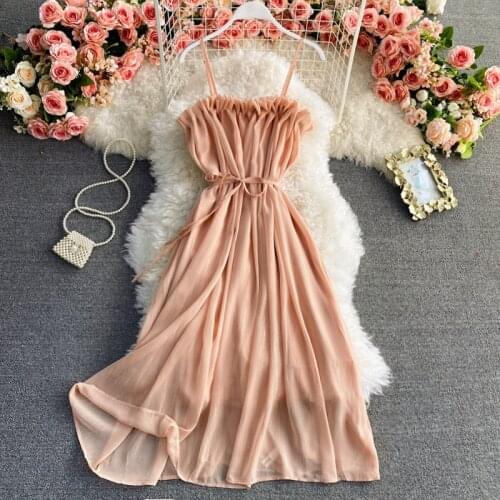 2021 Womens Fashion Summer New Strapless Empire Chiffon Bra Girdle Maxi Vestidos Dress D049