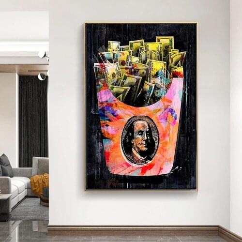 Canvas Painting Stylish Money Bag Motivation Modern Wall Art Inspirational Quote Canvas Print Pictures Living Room Decoration