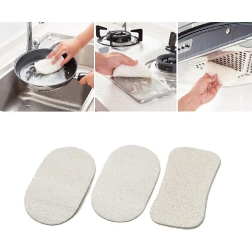 1pc/3pcs Natural Loofah dishwashing Cloth Kitchen Decontamination Non-stick Oil Brush pot Double-sided Cleaning Microfibre Spong