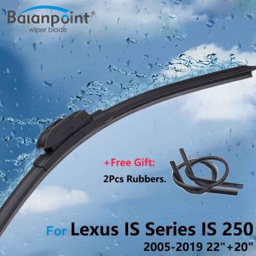 2Pcs Wiper Blades + 2Pcs Soft Rubbers for Lexus IS Series IS 250 2005-2019 22"+20", Clean front Windshield