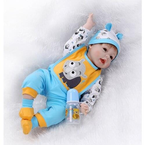 22inch Lovely Real Looking Reborn Doll Baby Model Blue with Accessories Kids Sleeping Playmate