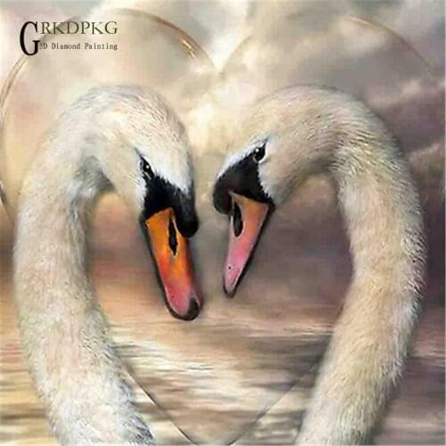 5d diy diamond painting Swan couple love full square diamond embroidery Cross stitch pictures of rhinestones Wedding decoration