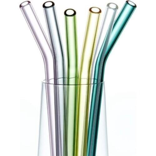 6PCS Glass Straws Reusable Drinking Glass Tube Eco-friendly with Cleaning Brush Events Party Favors Supplies