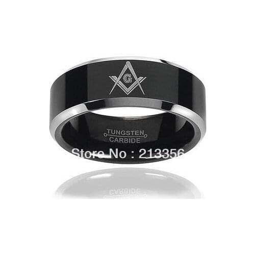CHEAP PRICE PROMOTION! FREE SHIPPING!USA HOT SELLING E&C JEWELRY WOMEN&MENS BLACK TUNGSTEN MASONIC MASTER FREEMASON WEDDING RING