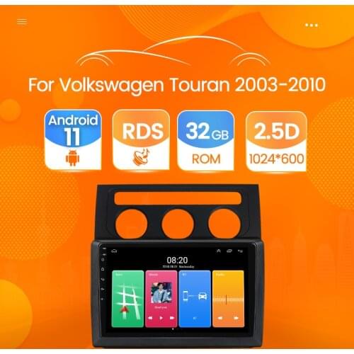 HD 2+32G Android 11 2.5D Screen Car Radio Multimedia GPS Navi Player for VW Volkswagen Touran 2003-2010 Stereo Head Unit WIFI FM