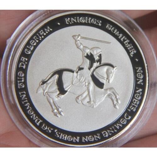 Black Silver Plated Horse Sword KnightCommemorative Coin Badge Collectibles Art Souvenir Friends Gifts