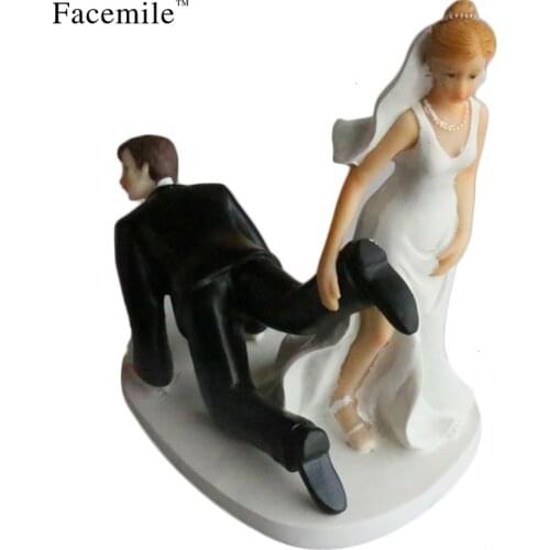 Facemile Bride and Groom Toppers Couple Figurine Wedding Funny Cake Topper for Wedding Cake Decoration Party Supplies 54103