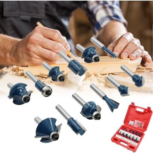 12pcs 1/4" Shank Wood Router Bits Woodworking Milling Cutters Engraving Milling Cuttings Tools Wood Trimmer With Box
