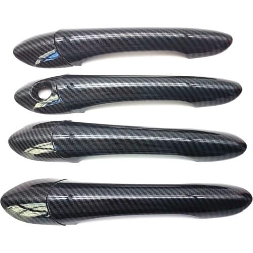 Glossy Black Carbon Fiber Look Door Handle Covers Trims For Hyundai Sonata 2011-2014