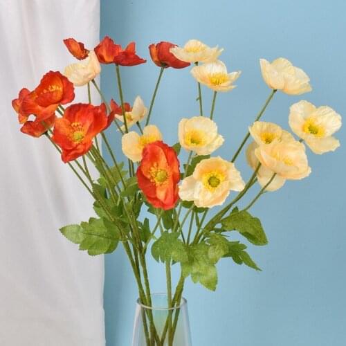 1 PCS Simulation Poppy Artificial Flowers Fake Plants Home-Decoration Wedding Staff