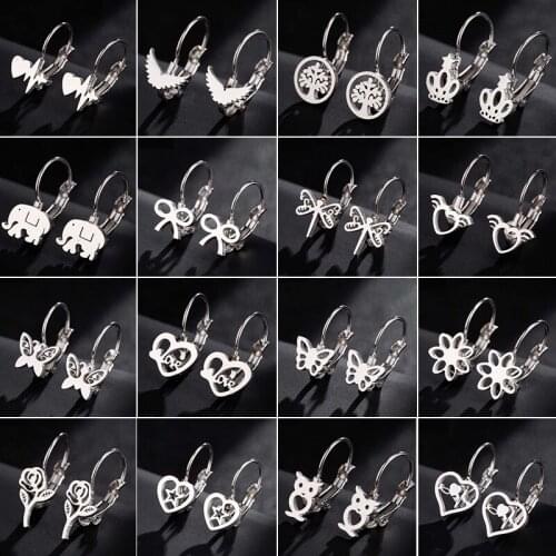 Jisensp Funny Stainless Steel Earrings Butterfly Women Hip Hop Heartbeat Stud Earrings Fashion Jewelry Gift for Friend