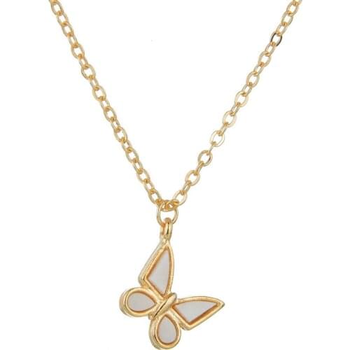 Korean Butterfly Necklace Fashion shell piece gold alloy Pendant Necklace womens jewelry