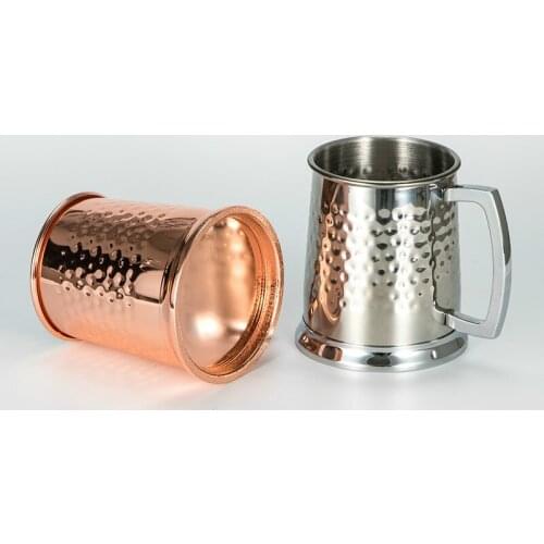 500ml Copper Plated Spirits Stainless Steel Travel Beer Mug Drinking Tea Cup With Handle Cocktail Mug Drum Cup