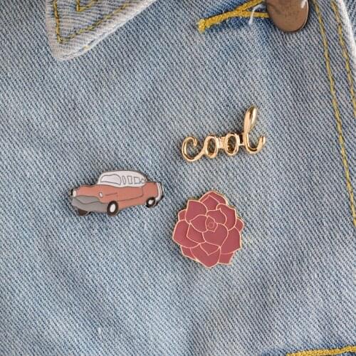 Metal Enamel Brooch Pins Button Vintage Fashion Rose Flower Car Cool Metal Brooch Pins Button Pins Jeans Bag Decoration Gift