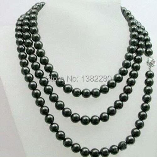 ! fashion jewelry 8-9 Black Akoya Cultured Pearl Necklace 48'' 2 piece/lot fashion jewelry JT5632
