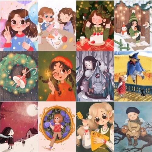 Cartoon Anime Girl 5D Diy Diamond Painting Cross Stitch Kit Full Drill Embroidery Mosaic Art Picture Rhinestones Christmas Decor