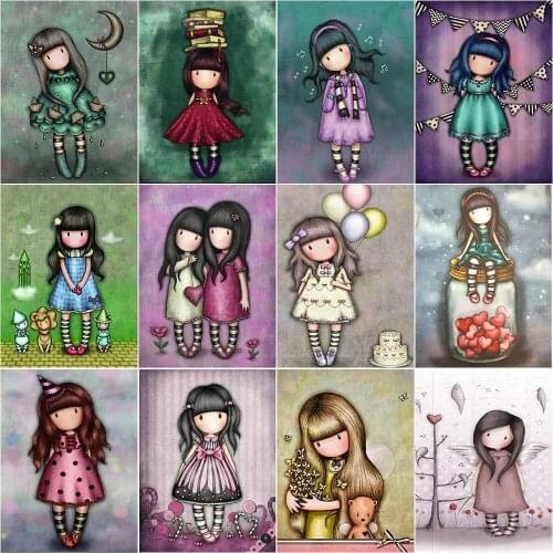 5D DIY Full Round Drill Diamond Painting Gores Doll Paintings Cartoon Mosaic Beadwork Mosaic Kit Rhinestone Drawing Art Craft
