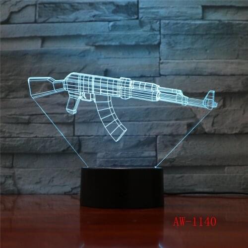 2019 New Boy Cool 3D LED Night Light PUBG Submachine Gun M416 Boy Gift 7 Colors Change USB Battery Desk Lamp Gifts AW-1140
