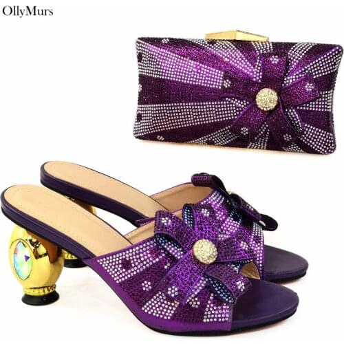 Top Quality Fashion High Heels Women Shoes And Bag Set Summer Latest Italian Style Sandals Shoes And Bag Set For Party