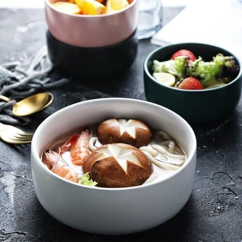 Single ceramic bowl household rice bowl Nordic creative matte soup bowl personalized fruit salad dessert noodle bowl