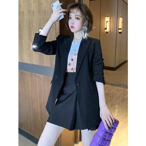 Butterfly hot diamond one button waist pocket cover mid-length suit jacket womens 2020 early autumn new